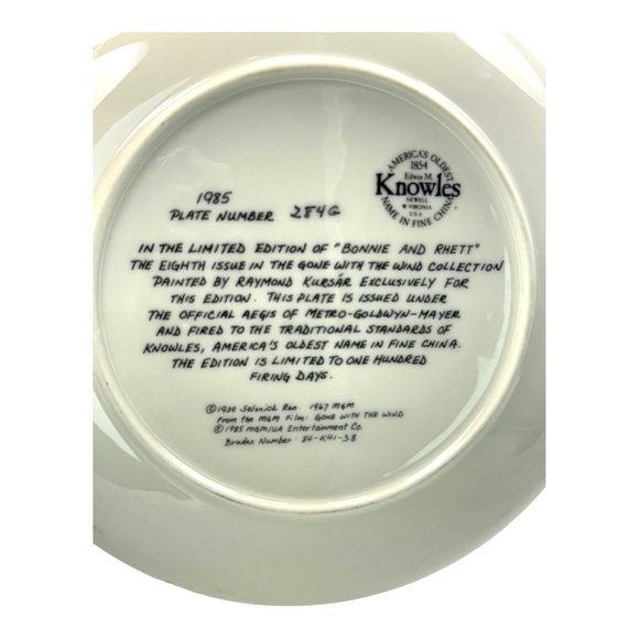 Gone With The Wind "Bonnie and Rhett" Fine China Plate 8.5" Vintage 1985 Knowles - Picture 5 of 7